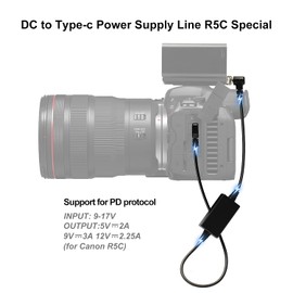 ZITAY DC to USB-C Type-C Power Cord DC 5.5x2.5mm 5V 9V 12V Output Adjustable for Canon EOS R5C Camera and Laptops
