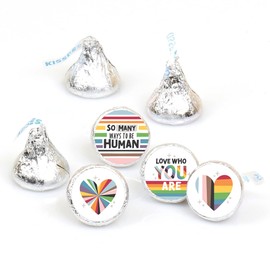Big Dot of Happiness So Many Ways to Be Human - Pride Party Round Candy Sticker Favors - Labels Fit Chocolate Candy (1 sheet of 108)
