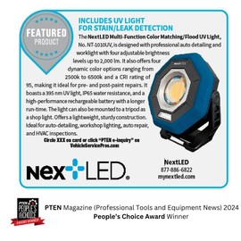 NextLED NT-1010UV Rechargeable Car Detailing Light/LED Work Light, CRI 95, 4 Color Temps, UV Light, 2000 Lumen, IP-65, Magnetic LED Mechanics Work Light, Paint Color Match Light, Gift for Mechanic