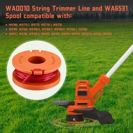 CDIYTOOL Pack of 14 Grass Trimmer Spool for Worx WA0010, Grass Trimmer Line for All 20 V Worx Grass Trimmers, Diameter 1.65 mm, 3 m Length Trimmer Thread Spool (12 Spools + 2 Caps)