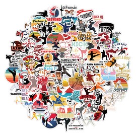 AUCEKO Pack of 50 Kung Fu Stickers Pack Kung Fu Sticker Set Waterproof Vinyl Sticker for Laptop Children Cars Motorcycle Bicycle Skateboard Luggage Suitcase Computer Sticker Graffiti Decal