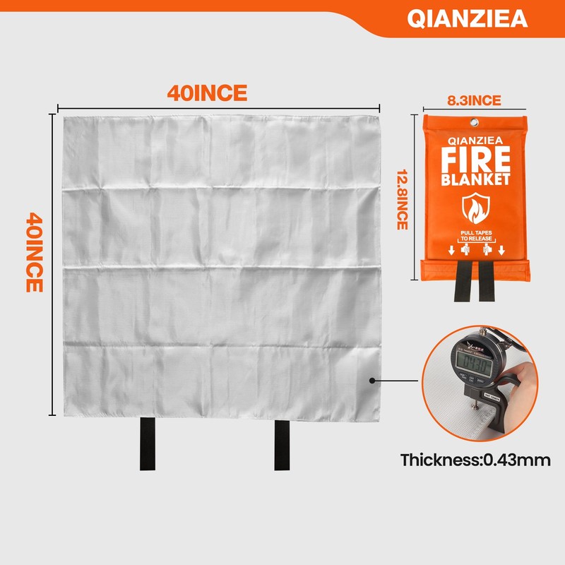 QIANZIEA Fire Blanket for Emergency Safety, Protective Flame Resistant Cover