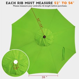 Blissun 9ft Patio Umbrella Replacement Canopy, Market Umbrella Top, Outdoor Table Umbrella Canopy for 8 Ribs, Canopy Only (Lime)