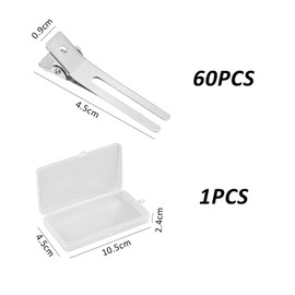 60 Pieces Double Prong Hair Clips With 1 Piece Storage Box, Curling Clips, Metal Duckbill Hair Clips, Alligator Clip Hair Clips For Hairdressing, Salon, Makeup (Silver)