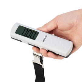 Infood Digital Luggage Scale Battery - Free, Suitcase Weight Scale with Hook & LCD Display for Travel, 110lb/50kg Capacity, White