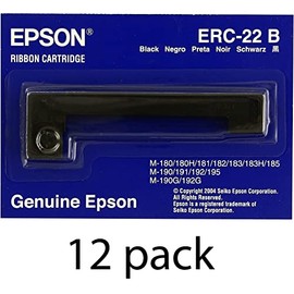 Genuine Epson (ERC-22B) 12-Pack Black Ribbon Cartridge For: M-180, M-181, M-183, M-185 (E65103)