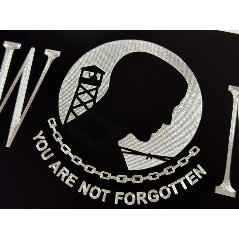Silver Engraved POW MIA Car Tag Diamond Etched Vanity Front