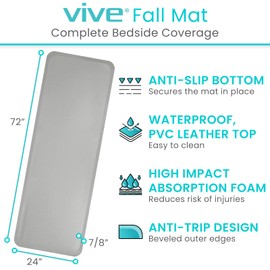Vive Fall Mat - 72" x 24" Bedside Fall Safety Protection Mat for Elderly, Senior, Handicap - Prevention Pad Reduce Risk of Injury from Impact - Prevent Bed Falling - Anti Fatigue, Standing Non Slip