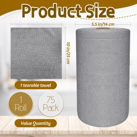 OJYUDD 75 Pack Microfiber Cleaning Cloth Roll,Reusable Tear Away Towels,Washable Ultra Absorbent Cleaning Rags for House,Car,Glass,Garage,Kitchen or Shop(Grey)