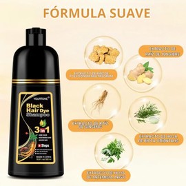 YOURTONE Champú de tinte para cabello negro 3 en 1 para cobertura de canas, champú para colorear el cabello para mujeres y hombres, ingredientes herba