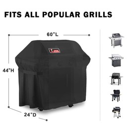 Kingkong 7107 Waterproof BBQ Cover for Weber Genesis E and S Series Gas Grill Including Stainless Steel Meat Fork, Spatula and Tongs, Genesis E/S-60