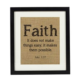 Darling Souvenir Faith Religious Quotes Burlap Print Wall Decor Luke 1:37 Bible Verse Gift-Burlap Print with Frame(11 x 14 Inches)