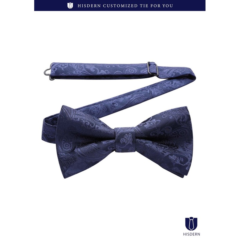 HISDERN Men's Bowtie, One-Touch Bowtie, with Chief, Adult, Weddings, Hook