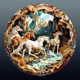 Wooden Puzzles for Adults - Horse Wooden Jigsaw Puzzle - Unique Shape 3D Vision Wood Puzzles Adult - Christmas Birthday Gifts for Adults/Friends/Family - 200pcs 11.4 * 11.4in