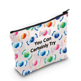 JXGZSO Funny RPG Gamer Gift You Can Certainly Try Makeup Bag D20 Dice Cosmetic Bag Dungeon Master Gift DND Gamer Gift, You Can Certainly Try candy