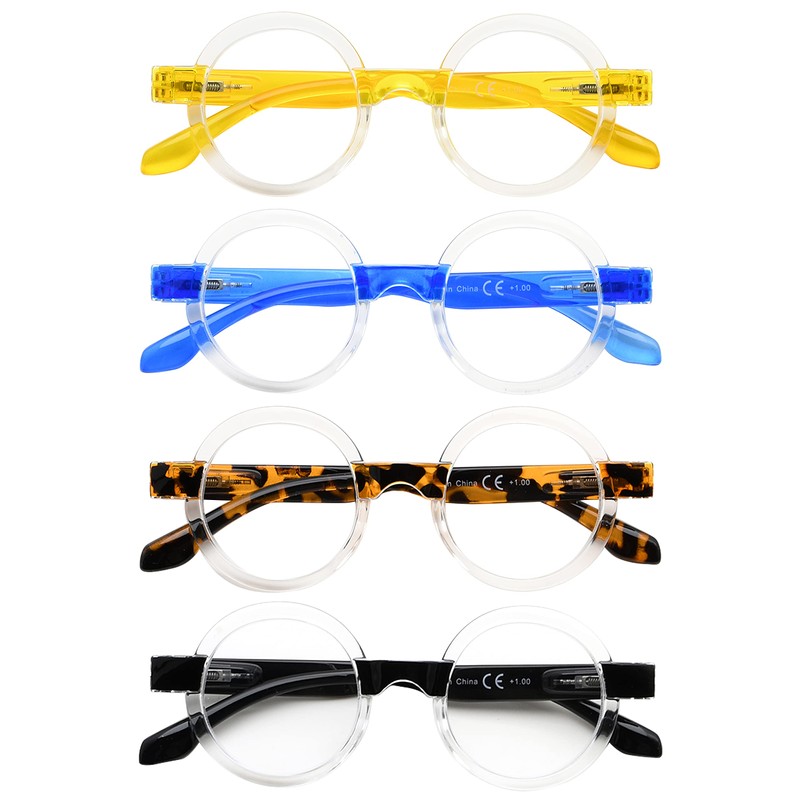 Eyekepper Paquete de 4 gafas de lectura redondas para mujer