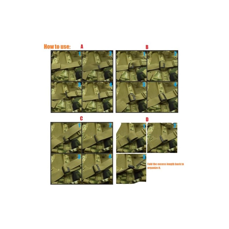 TACNEX Tactical Backpack Strap Clip Removable Webbing Keeper Buckle for