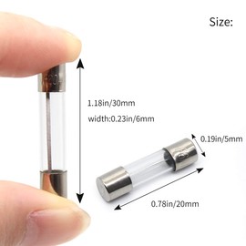 Purple-fox 28 Values 310pcs Fast-Blow Glass Fuses Assortment Kit 5x20mm 6x30mm 250V 0.5 1 1.5 2 3 4 5 6 8 10 15 20 25 30A amp Packaged in a Clear Plastic Box with 30PCS Fuse Seat