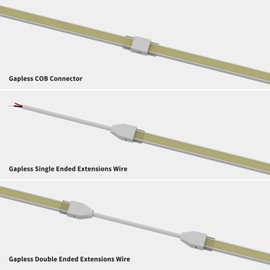 PAUTIX Connectors for IP68 Waterproof COB LED Strip Light,LED Extension Connector Kit,4 Transparent Gapless Combination Connectors,2 Pairs Dual End Jumpers,2 Pairs Strip-to-Wire Connectors