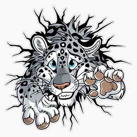 Stuck Snow Leopard (Light Background) Waterproof Vinyl Window Bumper Sticker Decal 5"