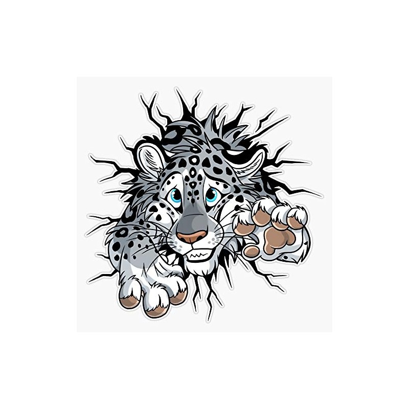 Stuck Snow Leopard (Light Background) Waterproof Vinyl Window Bumper Sticker