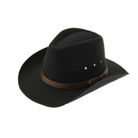 Wrapeezy Black 100% Cotton Wide Brim Adult Cowboy Hat (58/57cm, Black)