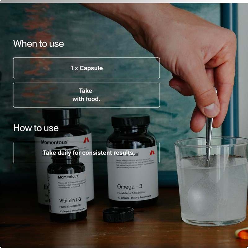 Momentous Vitamin D3 Supplement - 5,000 IU Capsules for Foundational