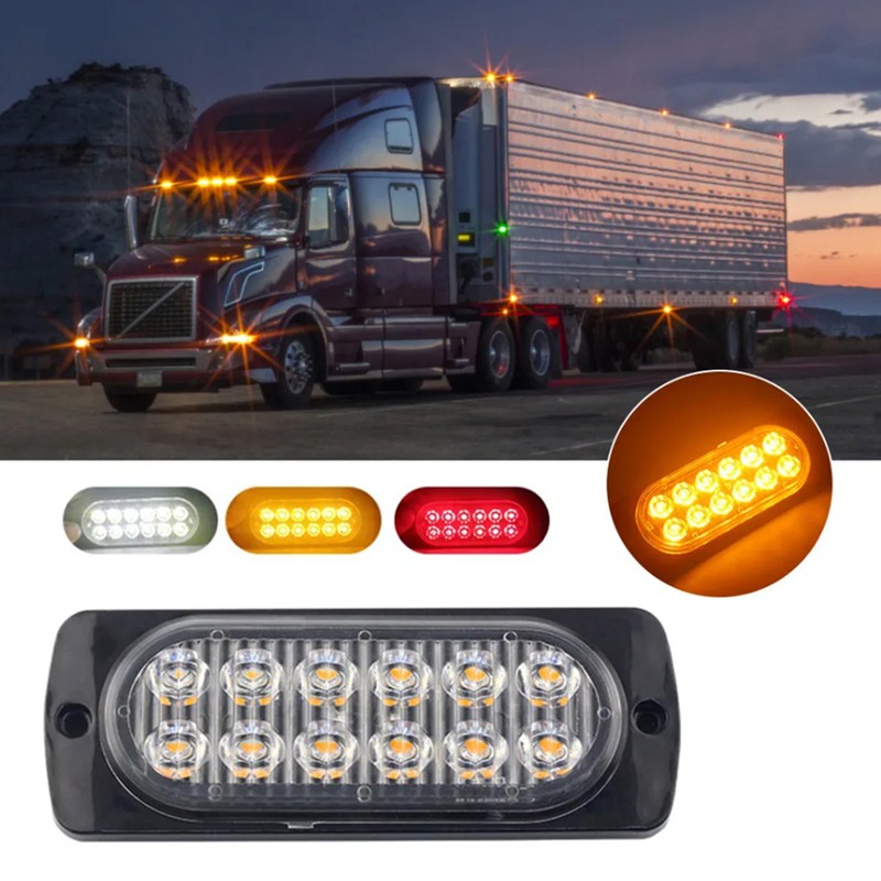 4PCS 12 Strobe LED White Light+Yellow Light Hazard Beacon Emergency