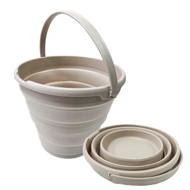 SAMMART Set of 2-10L (2.6 gallons) Collapsible Plastic Bucket - Foldable Round Tub with Handle- Portable Fishing Water Pail - Space Saving, Dia: 13 inches (Apricot (Set of 2))