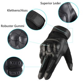 Neusky Men’s Tactical Gloves Touchscreen, Cycling Gloves, Motorcycle Gloves, Mountain Bike Gloves, Outdoor Sports Gloves, ideal for Airsoft, Military, Paintball, Hunting, black, s