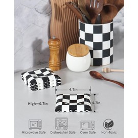 Ceramic Spoon Rest, Pink Checkered Spoon Rest for Stove Top, Large Spoon Holder, Spoon Rest for Kitchen Counter, Coffee Accessories for Housewarming& Coffee Station