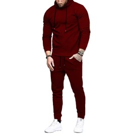 Uni Clau Men's Tracksuit 2 Piece Set Sweatsuits hoodies and Sweatpants Athletic jogging suits sets Casual Dark Red L