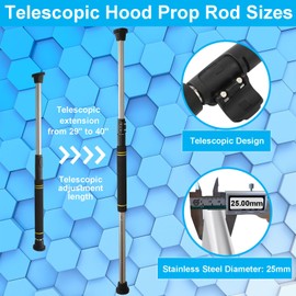 Greeily Telescopic Hood Prop Rod, 29 to 40 inches Hood Prop Holder Tool for Car Trunk Universal Engine Support Bar Stainless Steel Material with Comfortable Sponge Handle Telescoping Adjustable