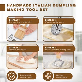 Pack of 10 Pasta Making Set, Efficient Pasta Making Set with Ravioli Stamp Cutters, Rolling Pins, Dough Cutter, Gnocchi Board, Dumpling Maker for Homemade Tortellini and Spaetzle