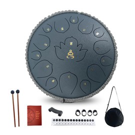 ModouString Rain Drum for Outside Garden,13 Inches 15 Notes Steel Tongue Drum with Mallets & Carry Bag Musical Instrument for Adults D Major