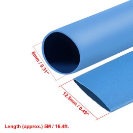 uxcell Heat Shrink Tubing, 8mm Dia 12.5mm Flat Width 2:1 Heat Shrink Wrap Cable Sleeve Heat Shrink Tube 5m Blue