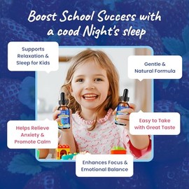 Magnesium Glycinate Liquid for Kids - with L-Theanine Omega-3, Vitamin B6, D3, Zinc - Kids Magnesium Drops for Sleep, Relaxation, Calm & Focus - 2 Fl 