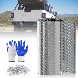Diamond Plate Aluminum Sheet 0.045" 3003-H22 with Gloves/Rivets for RV Floor Repair, Truck Bed Liner, Garage, Boat Dock, Commercial Kitchen Use by DIY Owners & Professional Contractors 24x48in.