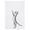 Tea Towel White Cat in Grey
