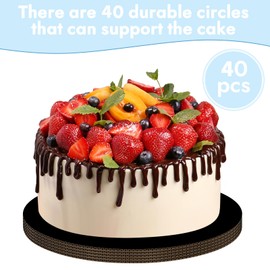 JCD 8" Black Cakeboard Round,Disposable Cake Circle Base Boards Cake Cardboard Pizza Plate Platter 8 inch,Pack of 40-Thinner But Stronger(Black, 8inch/40Pcs)
