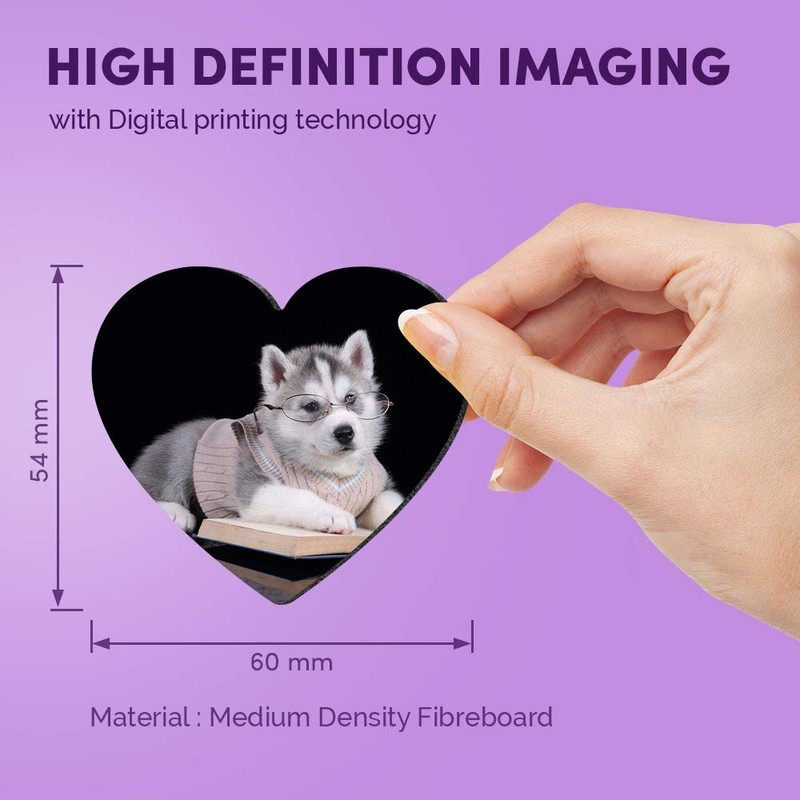1 x Heart MDF Magnets - Cute Husky Dog Puppy