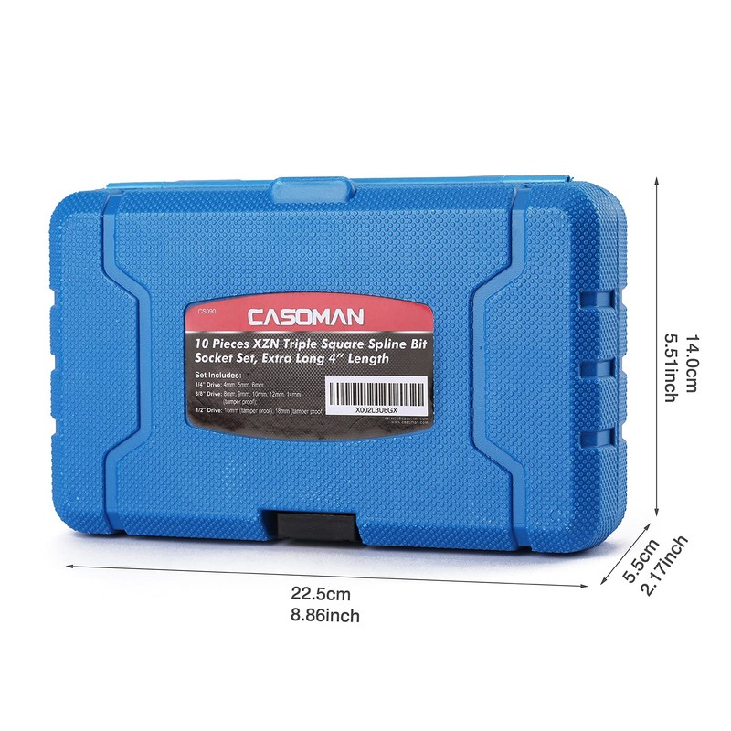 CASOMAN 10 Piece Spline Tip Bit Socket Set, M-Type, S2