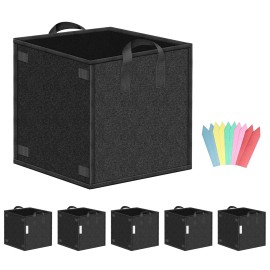 iPower 5/10/15 Pack 10 Gallon Square Grow Bags Thickened Fabric Pots with Handles Black - 15 Pack