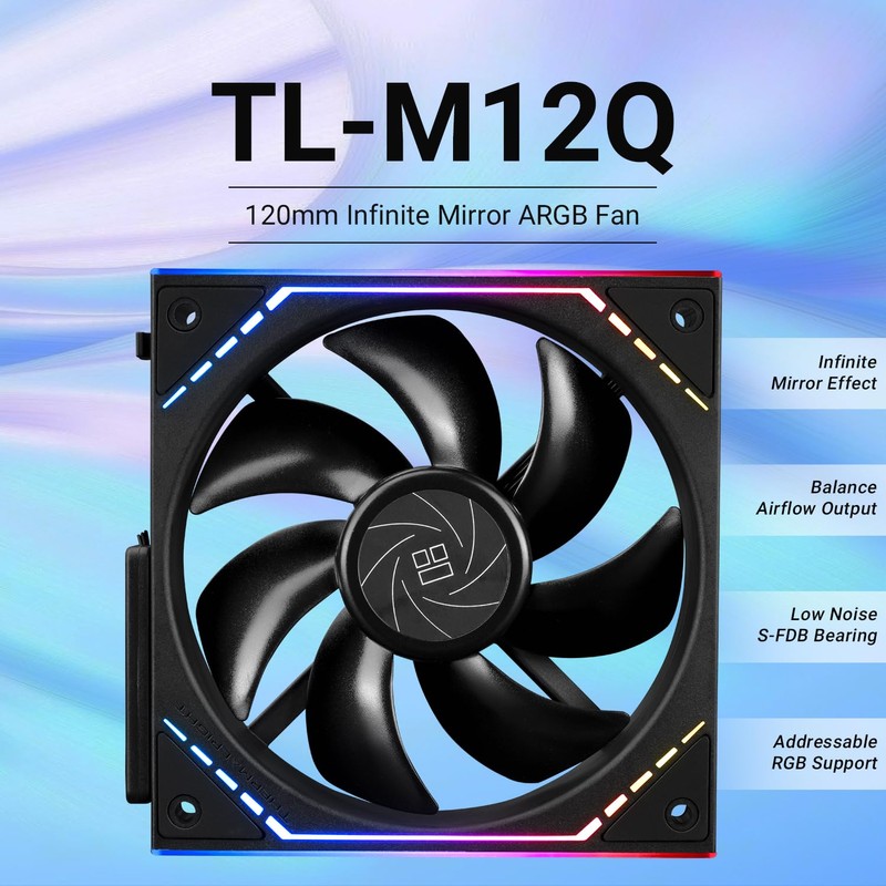 Thermalright TL-M12Q Case Fan-120mm Quiet,PWM Function,Infinity Mirror ARGB Lighting Effects,Wireless