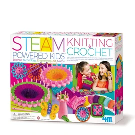 4M STEAM Powered Kids - Knitting & Crochet, Bumper Activity Kit, Arts, Craft and Sewing for Kids Ages 5+