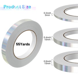 Zonon 3 Sizes Gold Self Adhesive Polyester Film Tape, Gold Washi Tape for Car Furniture Graphic Arts Walls Decor, 55 yds(5/10/15mm,Laser Colorful)