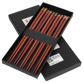 Palillos de reutilizables, 5 pares de palillos de Protección del medio ambiente Juego de de palillos con patrón tallado a mano