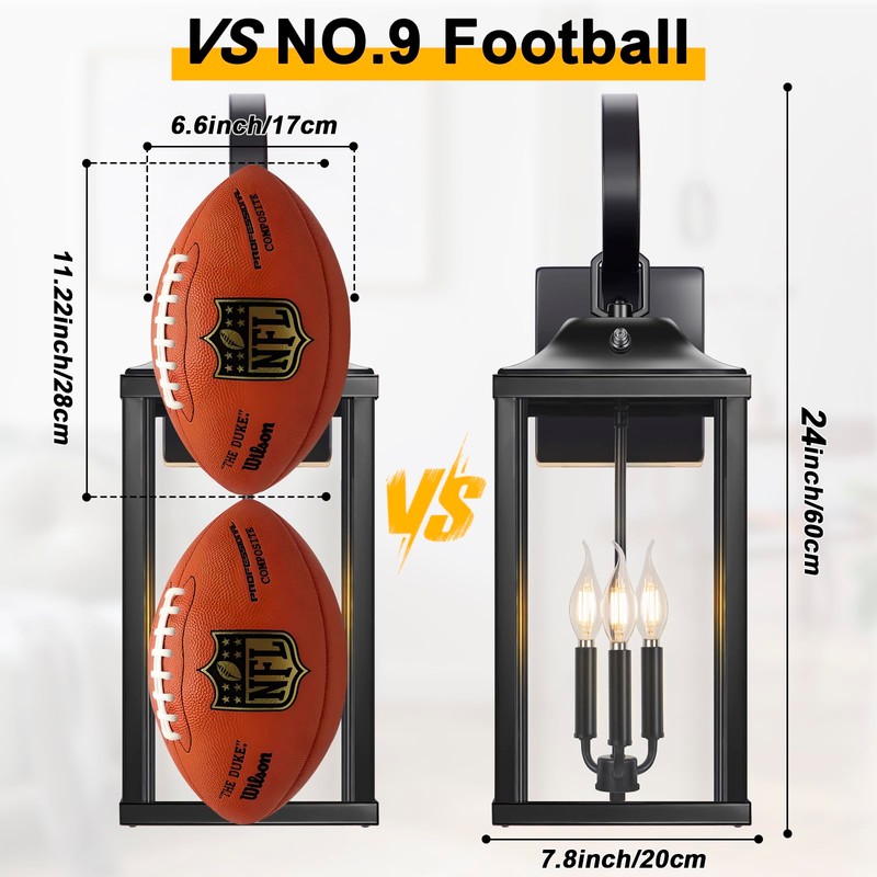 Yolsunes 24" Extra Large Dusk to Dawn Outdoor Wall Light,
