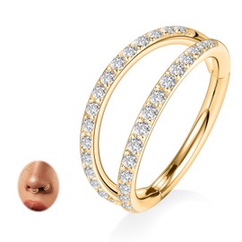 AROWRO Double Hoop Nose Ring Septum Ring Conch Helix Daith Rook Tragus Cartilage Nose Piercing Jewellry Lip Ring G23 Titanium Cube Zircon 20G 6mm Gold