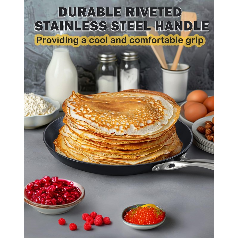 Cooks Standard Crepe Pan Hard Anodized Ceramic Nonstick Pancake Pan,